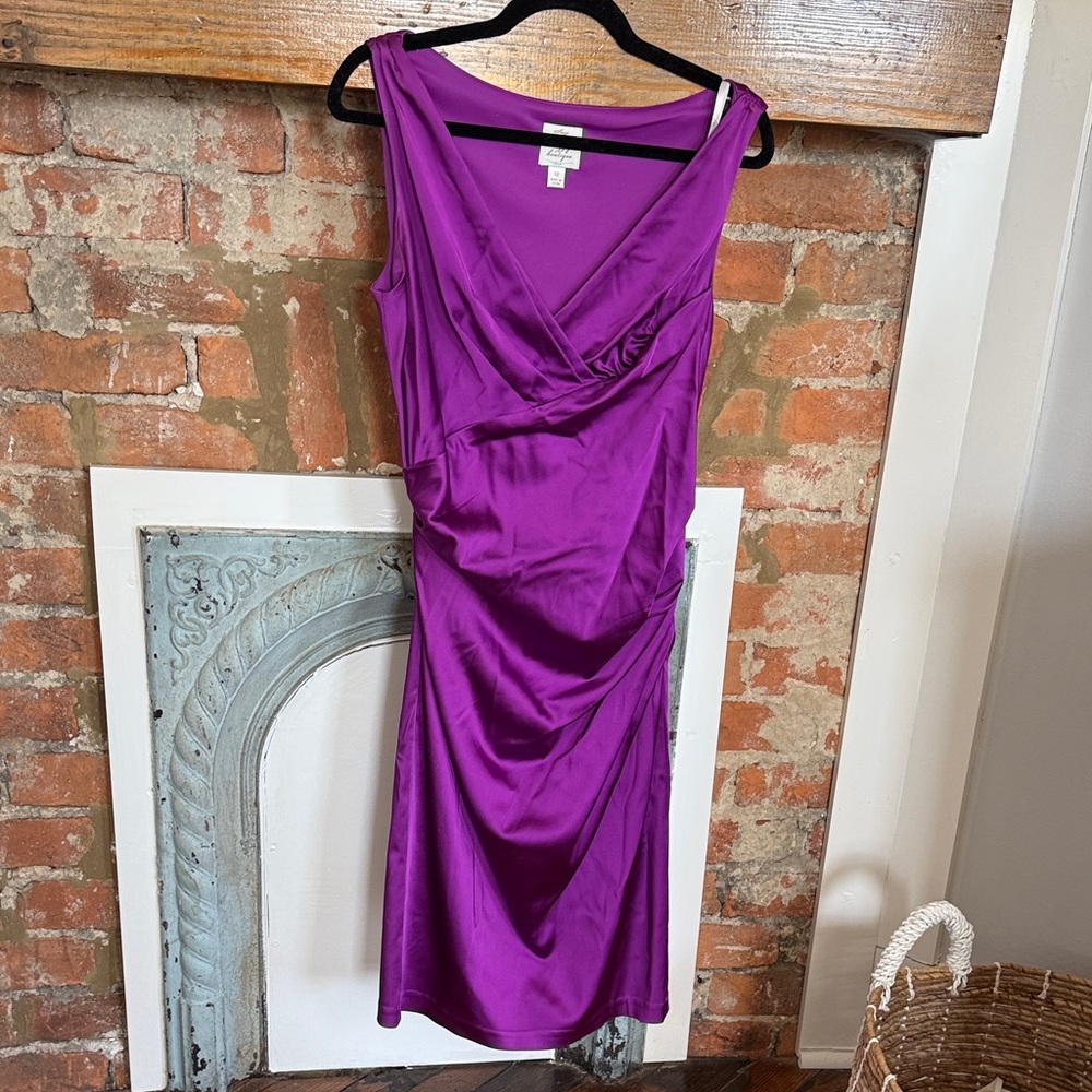 Suzi Chin for Maggy Boutique Vibrant Purple Midi Dress, Size 12